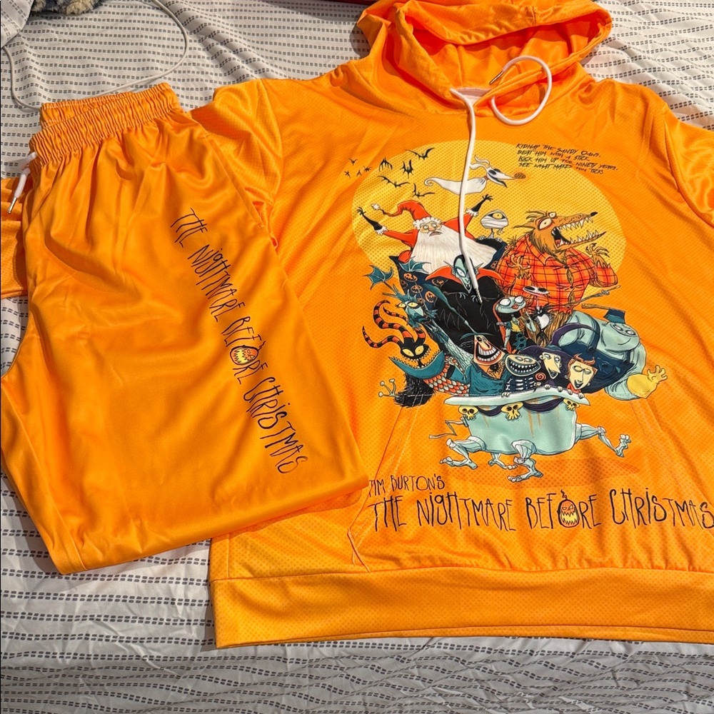 Orange Nightmare Before Christmas Hoodie and pants Set